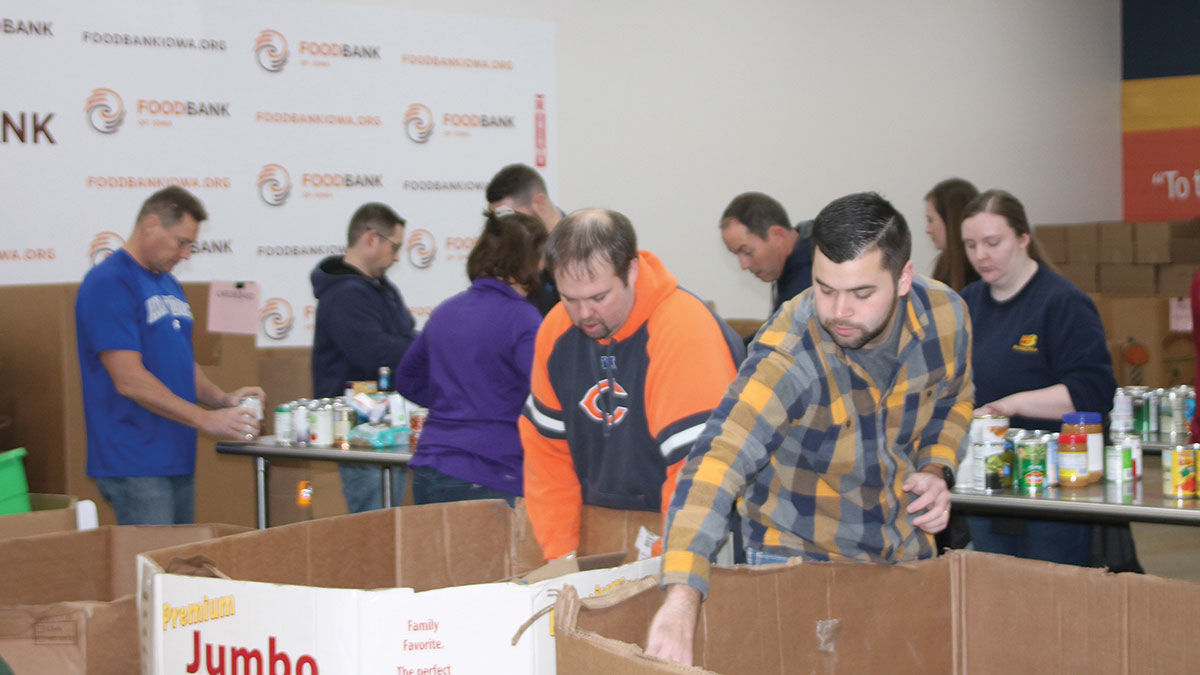 Foodbank volunteers sorting